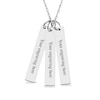 Engravable Your Own Handwriting Triple Vertical Bar Pendant in Sterling Silver (3 Images and 3 Lines)