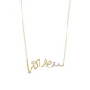 0.05 CT. T.W. Diamond "Love" Cursive Curly Script Necklace in Sterling Silver with 14K Gold Plate