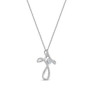 0.25 CT. T.W. Multi-Diamond Looped Cross Pendant in 10K Gold