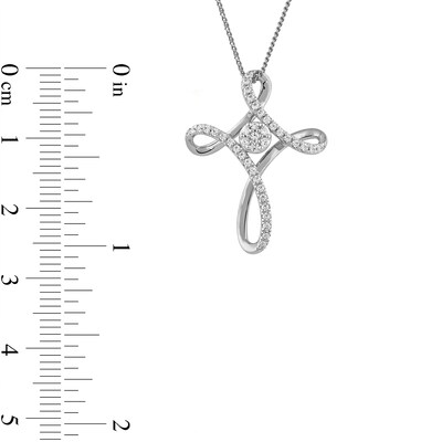 0.25 CT. T.W. Multi-Diamond Looped Cross Pendant in 10K Gold