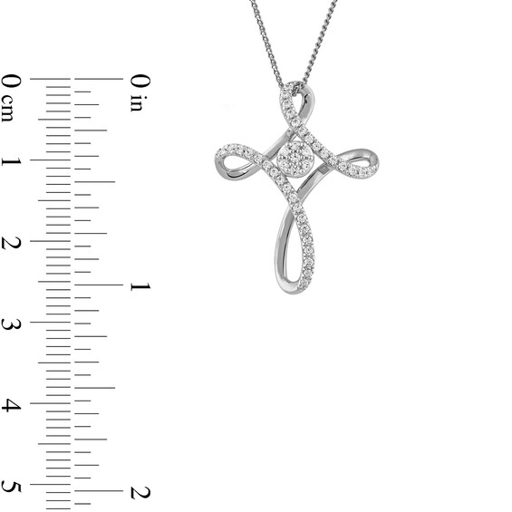 0.25 CT. T.W. Multi-Diamond Looped Cross Pendant in 10K Gold