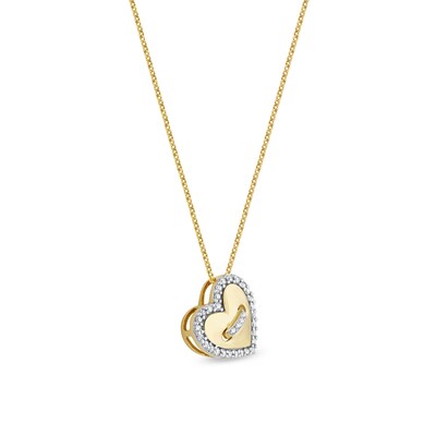 0.10 CT. T.W. Diamond Tilted Button Heart Pendant in 10K Gold