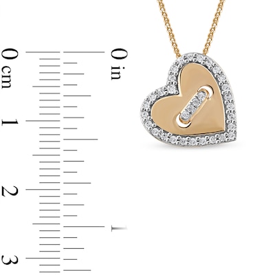 0.10 CT. T.W. Diamond Tilted Button Heart Pendant in 10K Gold