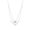 Thumbnail Image 0 of 0.33 C.T. T.W. Diamond Heart and Chevron Double Strand Necklace in 10K White Gold