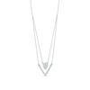 Thumbnail Image 1 of 0.33 C.T. T.W. Diamond Heart and Chevron Double Strand Necklace in 10K White Gold