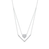 Thumbnail Image 2 of 0.33 C.T. T.W. Diamond Heart and Chevron Double Strand Necklace in 10K White Gold