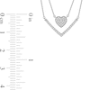 Thumbnail Image 3 of 0.33 C.T. T.W. Diamond Heart and Chevron Double Strand Necklace in 10K White Gold