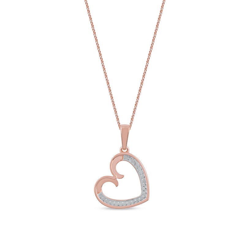 0.12 CT. T.W. Diamond Tilted Curly Heart Pendant in 10K Rose Gold|Peoples Jewellers