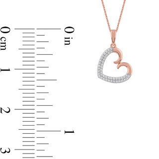 0.12 CT. T.W. Diamond Tilted Curly Heart Pendant in 10K Rose Gold