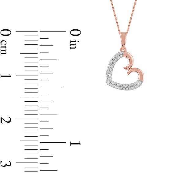 0.12 CT. T.W. Diamond Tilted Curly Heart Pendant in 10K Rose Gold