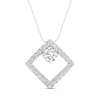 0.50 CT. T.W. Diamond Interior Stone Tilted Square Frame Pendant in 10K Gold