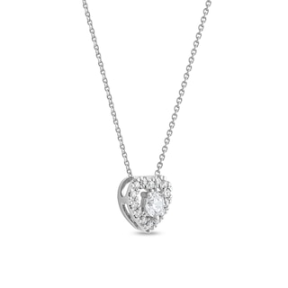 0.40 CT. T.W. Diamond Interior Stone Heart Frame Pendant in 10K White Gold