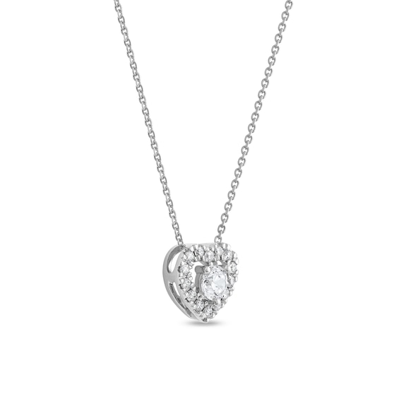 0.40 CT. T.W. Diamond Interior Stone Heart Frame Pendant in 10K White Gold