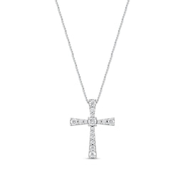 0.33 CT. T.W. Diamond Graduated Cross Pendant in 10K White Gold