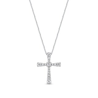 0.33 CT. T.W. Diamond Graduated Cross Pendant in 10K Gold