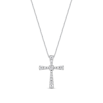 0.33 CT. T.W. Diamond Graduated Cross Pendant in 10K Gold