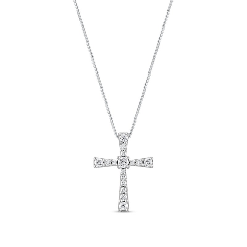 0.33 CT. T.W. Diamond Graduated Cross Pendant in 10K Gold|Peoples Jewellers