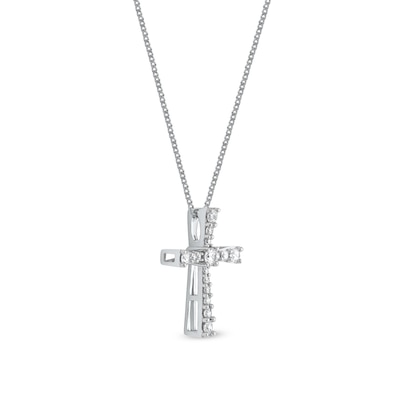 0.33 CT. T.W. Diamond Graduated Cross Pendant in 10K Gold