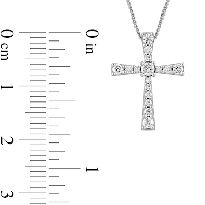 0.33 CT. T.W. Diamond Graduated Cross Pendant in 10K Gold