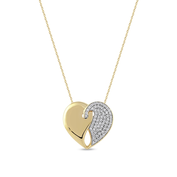 0.33 CT. T.W. Diamond Interlocked Two Halves of One Heart Pendant in 10K Gold