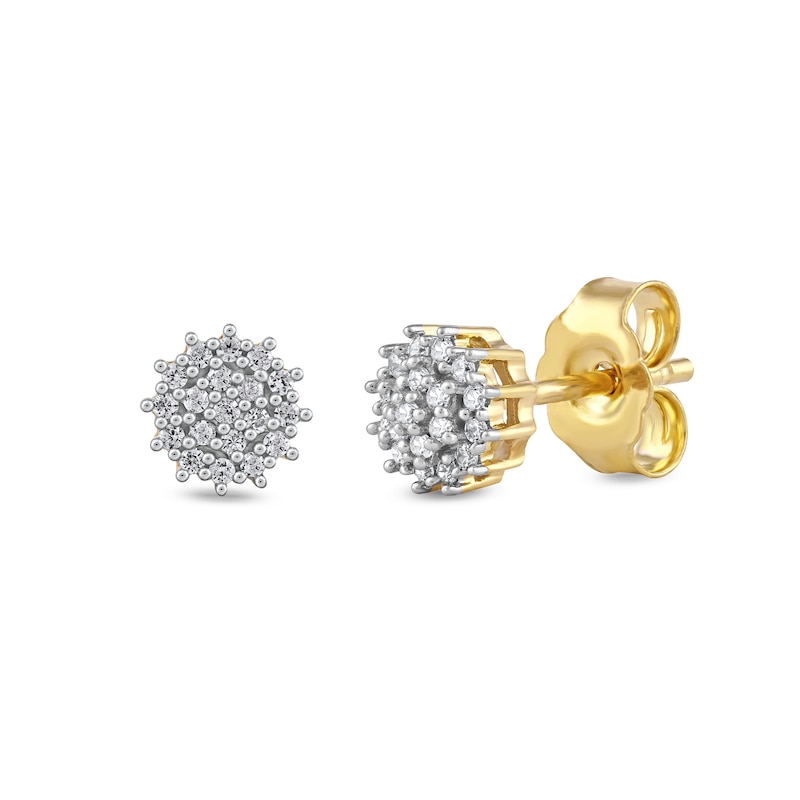 0.13 CT. T.W. Multi-Diamond Starburst Stud Earrings in 10K Gold|Peoples Jewellers