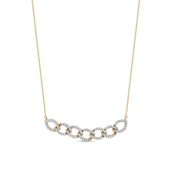 0.25 CT. T.W. Diamond Open Marquise-Shaped Linked Chain Necklace in Sterling Silver with 14K Gold Plate