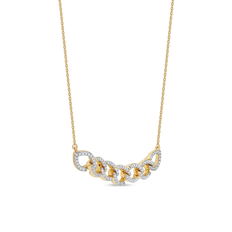 0.25 CT. T.W. Diamond Open Marquise-Shaped Linked Chain Necklace in Sterling Silver with 14K Gold Plate|Peoples Jewellers