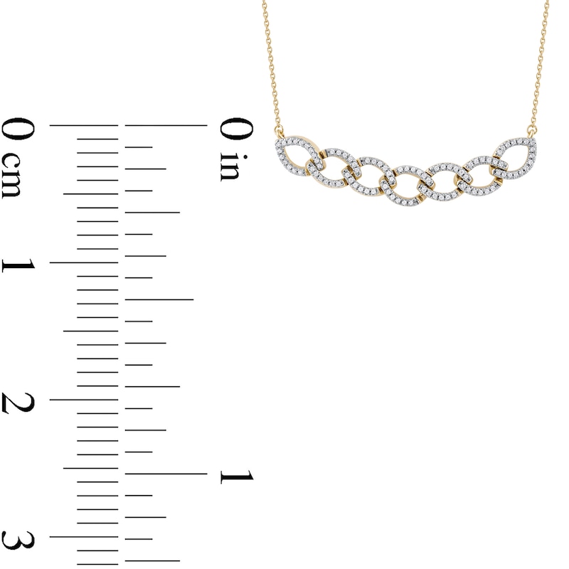 0.25 CT. T.W. Diamond Open Marquise-Shaped Linked Chain Necklace in Sterling Silver with 14K Gold Plate|Peoples Jewellers