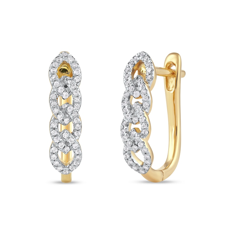 Main Image 1 of 0.25 CT. T.W. Diamond Multi-Link U-Hoop Earrings in 10K Gold