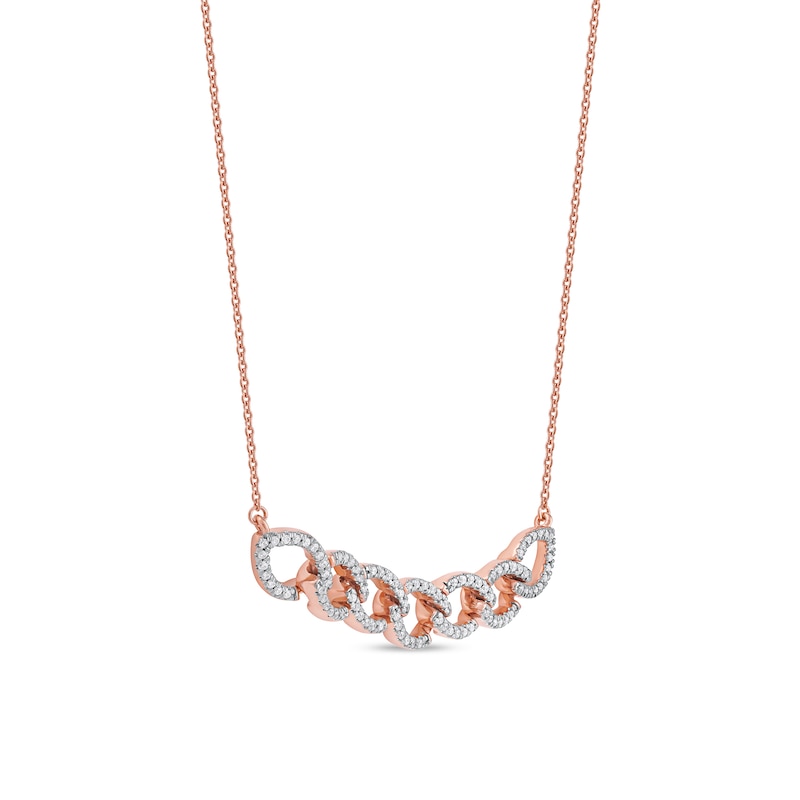 0.25 CT. T.W. Diamond Open Marquise-Shaped Linked Chain Necklace in Sterling Silver with 14K Rose Gold Plate|Peoples Jewellers