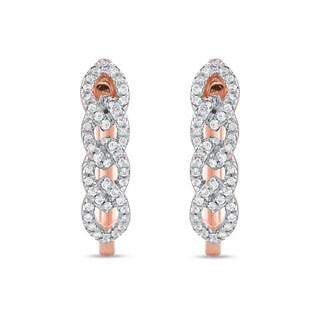 0.25 CT. T.W. Diamond Multi-Link U-Hoop Earrings in 10K Rose Gold