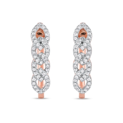 0.25 CT. T.W. Diamond Multi-Link U-Hoop Earrings in 10K Rose Gold