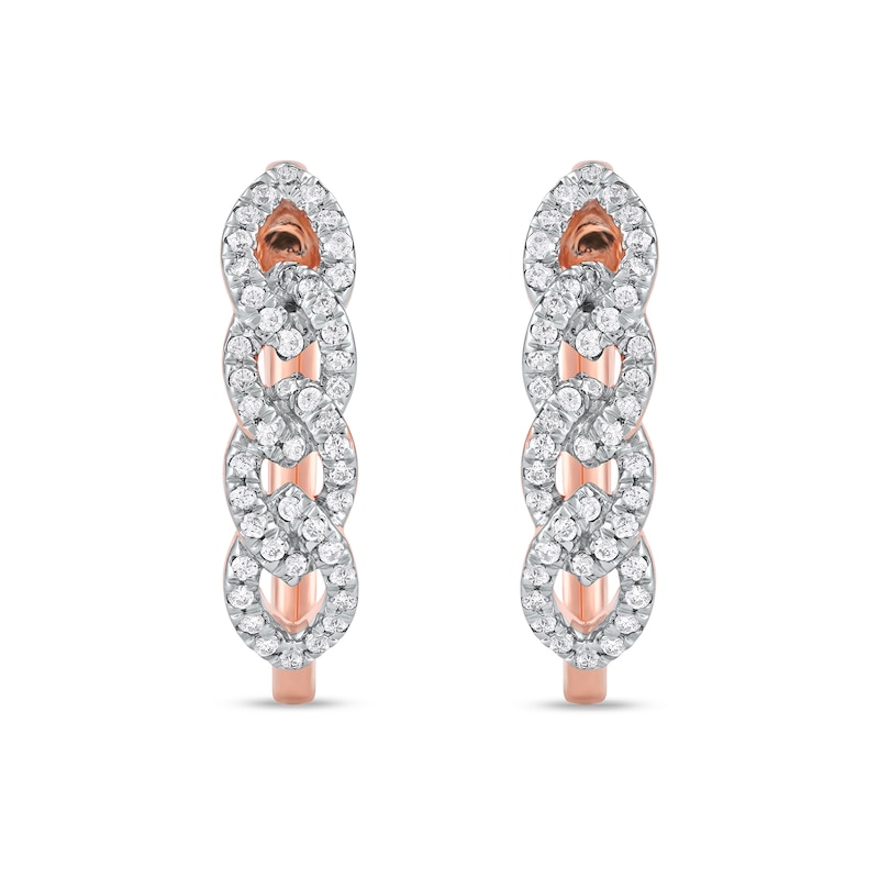 0.25 CT. T.W. Diamond Multi-Link U-Hoop Earrings in 10K Rose Gold|Peoples Jewellers