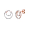 Thumbnail Image 0 of 0.25 CT. T.W. Diamond Swirl Double Circle Stud Earrings in 10K Rose Gold