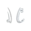 Thumbnail Image 0 of 0.20 CT. T.W. Diamond Double Spike J-Hoop Earrings in 10K White Gold