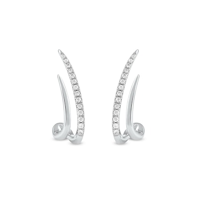 0.20 CT. T.W. Diamond Double Spike J-Hoop Earrings in 10K Gold