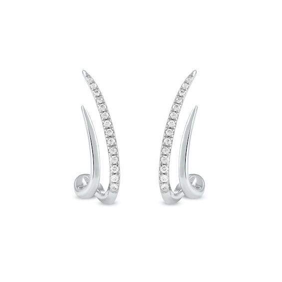 0.20 CT. T.W. Diamond Double Spike J-Hoop Earrings in 10K Gold