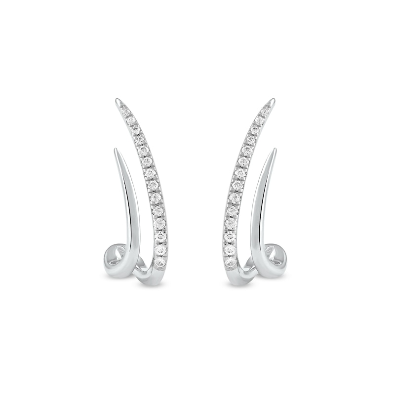 0.20 CT. T.W. Diamond Double Spike J-Hoop Earrings in 10K Gold|Peoples Jewellers