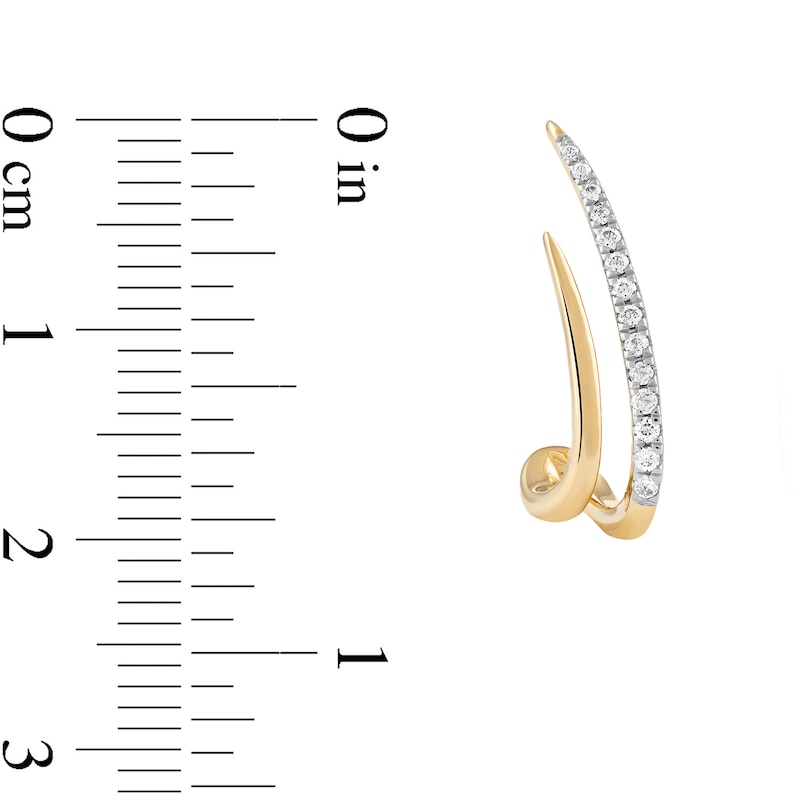 0.20 CT. T.W. Diamond Double Spike J-Hoop Earrings in 10K Gold