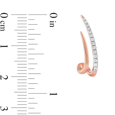 0.20 CT. T.W. Diamond Double Spike J-Hoop Earrings in 10K Rose Gold