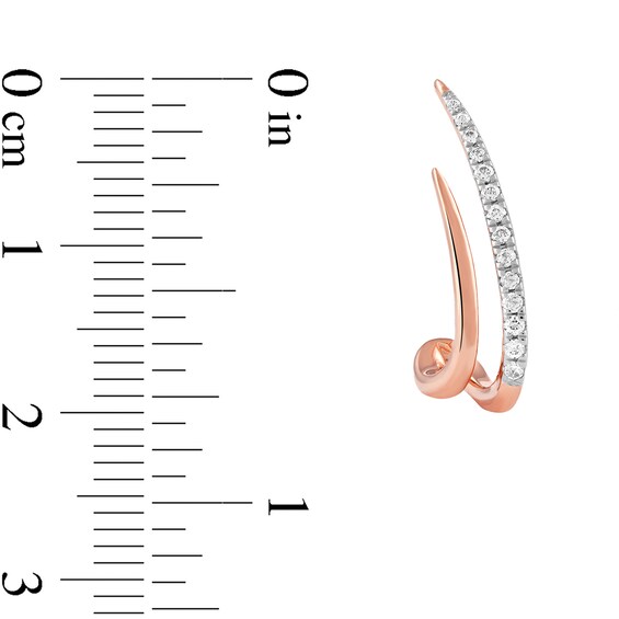 0.20 CT. T.W. Diamond Double Spike J-Hoop Earrings in 10K Rose Gold