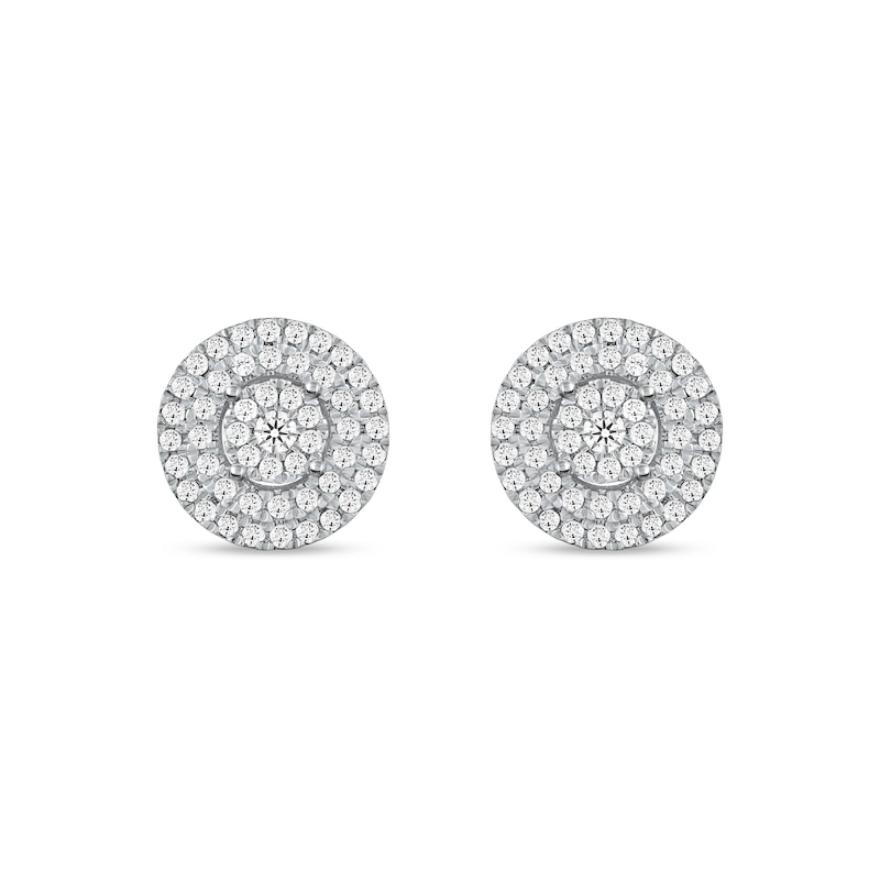 Main Image 2 of 0.25 CT. T.W. Multi-Diamond Double Frame Stud Earrings in 10K Gold