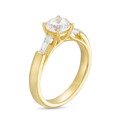 1.33 CT. T.W. Certified Lab-Created Diamond Three Stone Engagement Ring in 14K Gold (F/VS2)