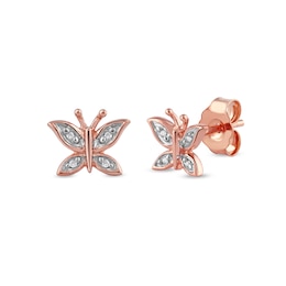 Diamond Accent Butterfly Stud Earrings in 10K Rose Gold