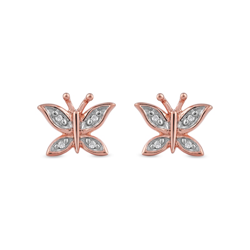 Diamond Accent Butterfly Stud Earrings in 10K Rose Gold|Peoples Jewellers