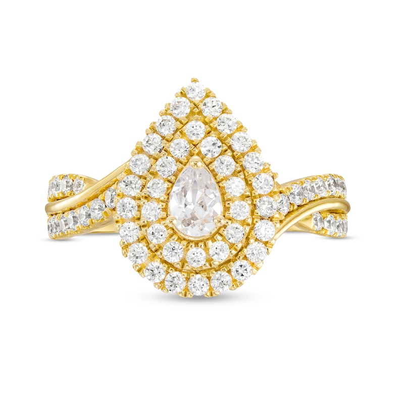 0.95 CT. T.W. Pear-Shaped Diamond Double Frame Engagement Ring in 10K Gold (I/I2)|Peoples Jewellers