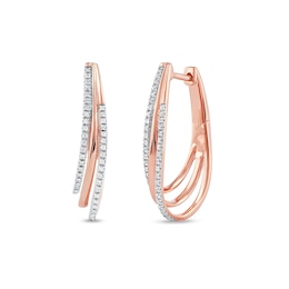 0.25 CT. T.W. Diamond Triple Layer Oval Hoop Earrings in 10K Rose Gold