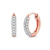 0.15 CT. T.W. Diamond Triple Row Hoop Earrings in 10K Rose Gold