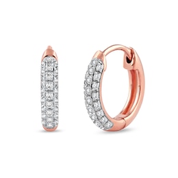 0.15 CT. T.W. Diamond Triple Row Hoop Earrings in 10K Rose Gold