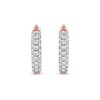 Thumbnail Image 2 of 0.15 CT. T.W. Diamond Triple Row Hoop Earrings in 10K Rose Gold